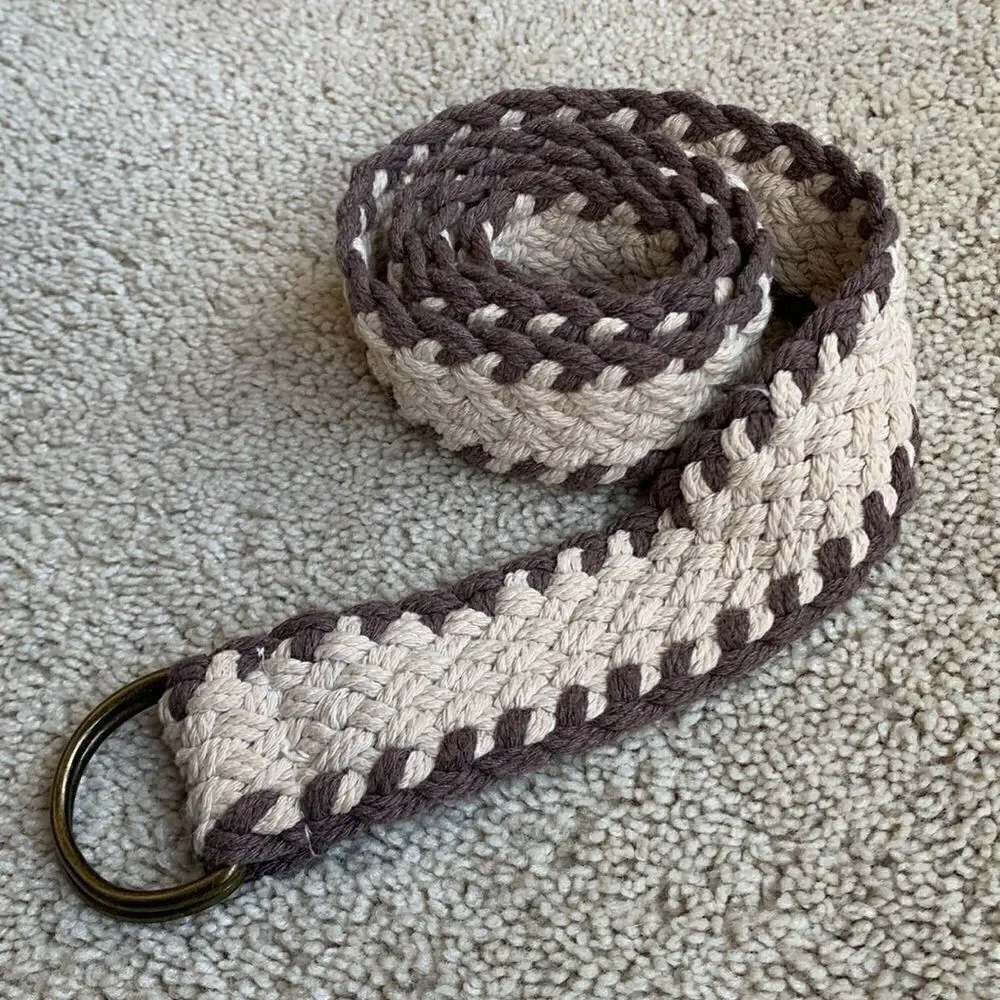 braided brown belt boho country belt size adjustable 30